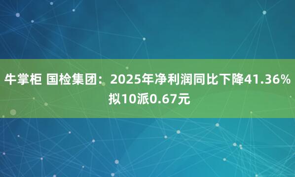 牛掌柜 国检集团：2025年净利润同比下降41.36% 拟10派0.67元